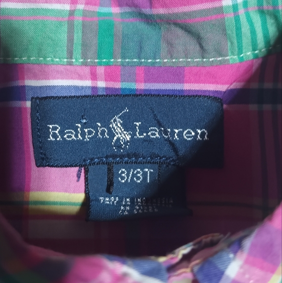 Ralph Lauren Kids Plaid Shirt - Pink and Green - Picture 3 of 3